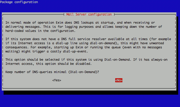 Exim DNS queries configuration on Debian 5. Exim DNS queries configuration on Debian 5.